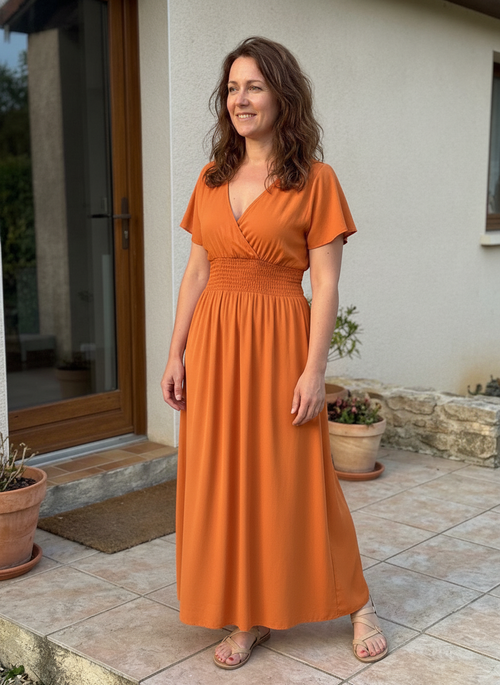 Robe Zoé longue · Orange
